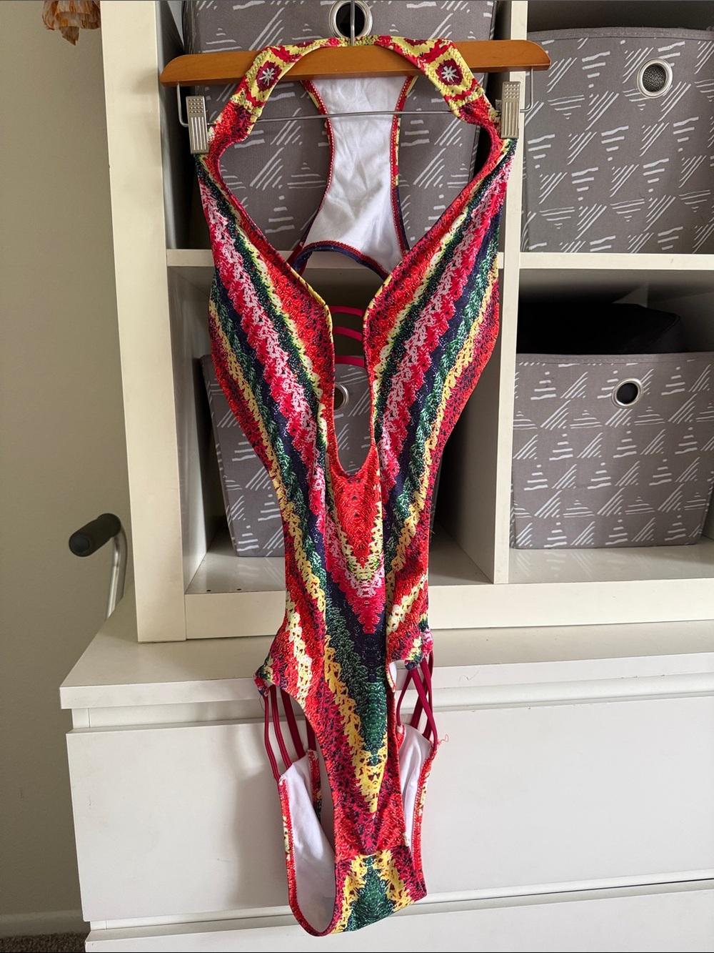 Multicolor Crochet-Style One-Piece Swimsuit - Women's